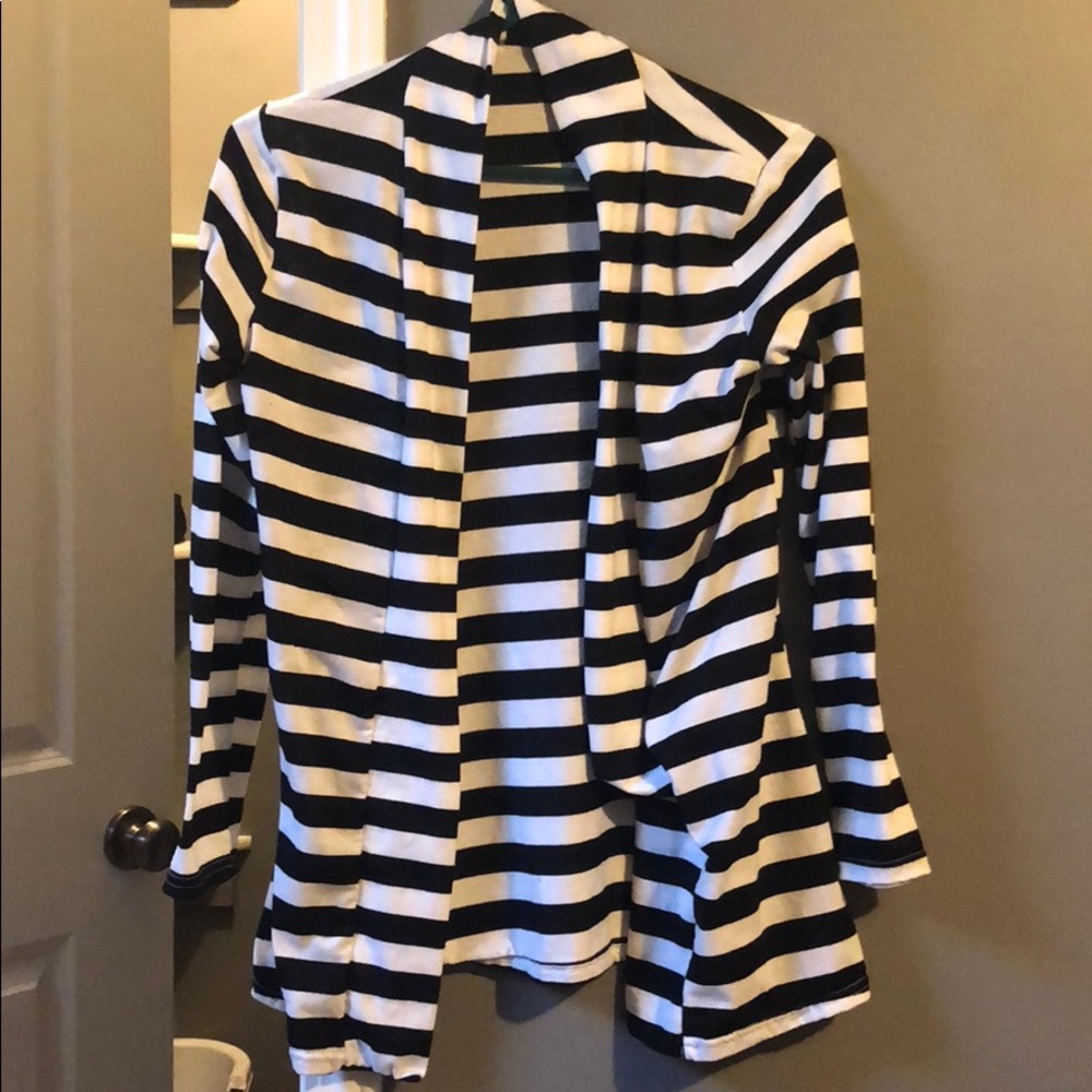 Black & White Striped Cardigan Sz Med